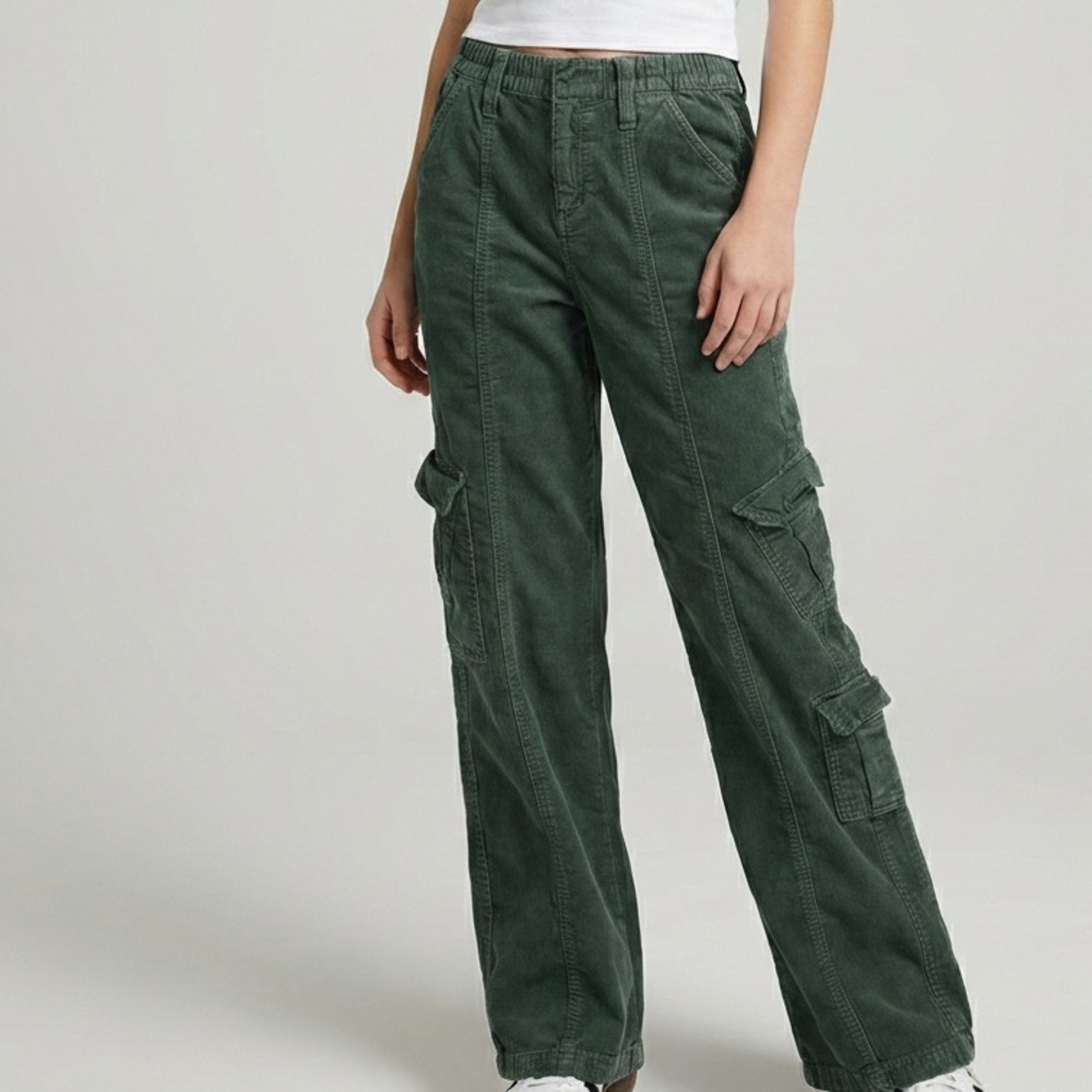 BDG Urban Outfitters Y2K Cargo Corduroy Pants - Forest Green - Picture 1 of 10